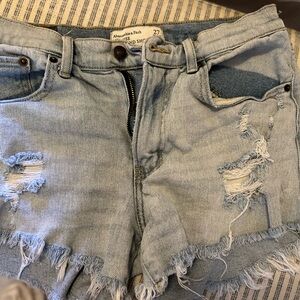 Abercrombie & Fitch Distressed Light Blue Jean Shorts